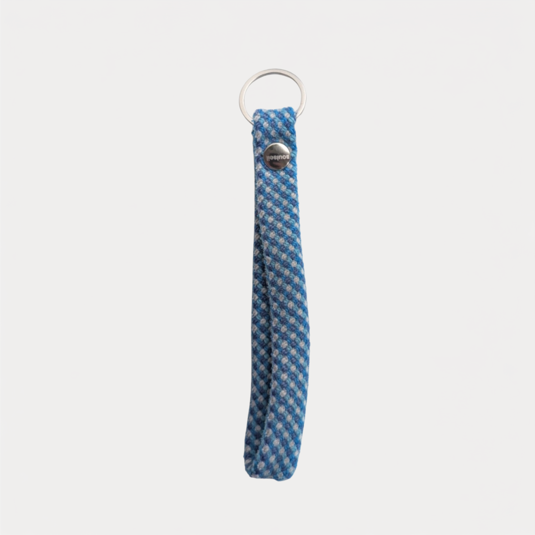 Blue and White Braided Loop Keychain