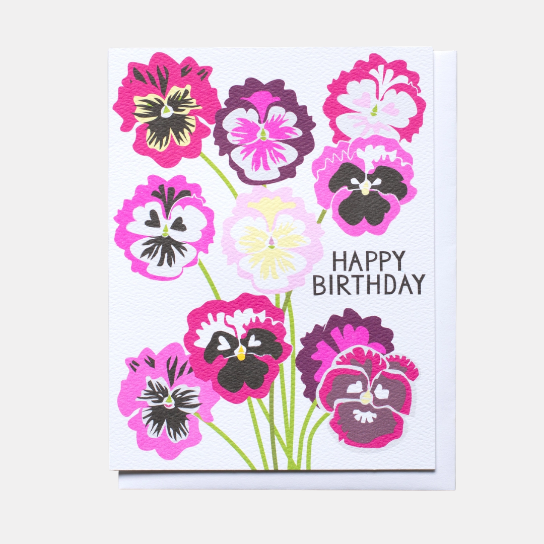 Pansies Happy Birthday Card