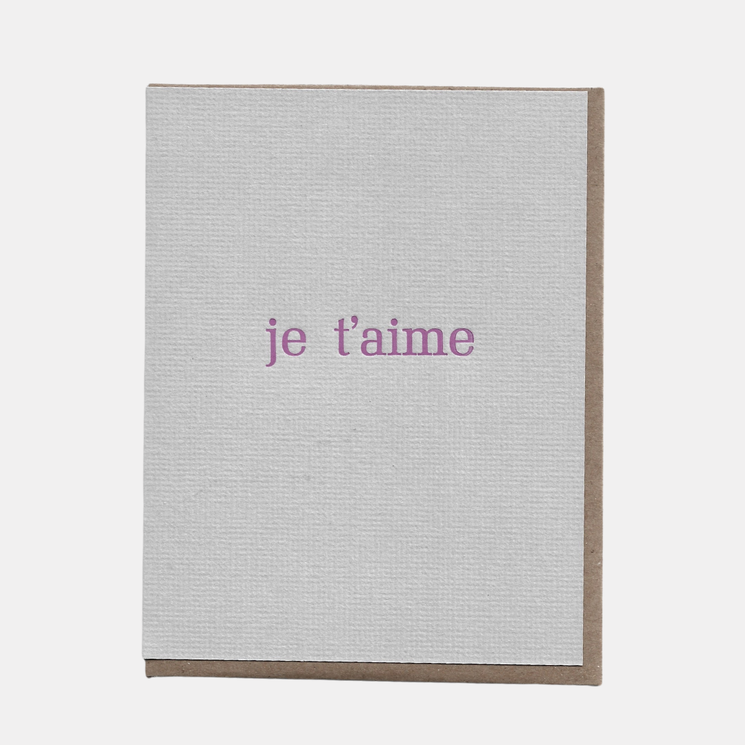 Grey Je T'Aime Card