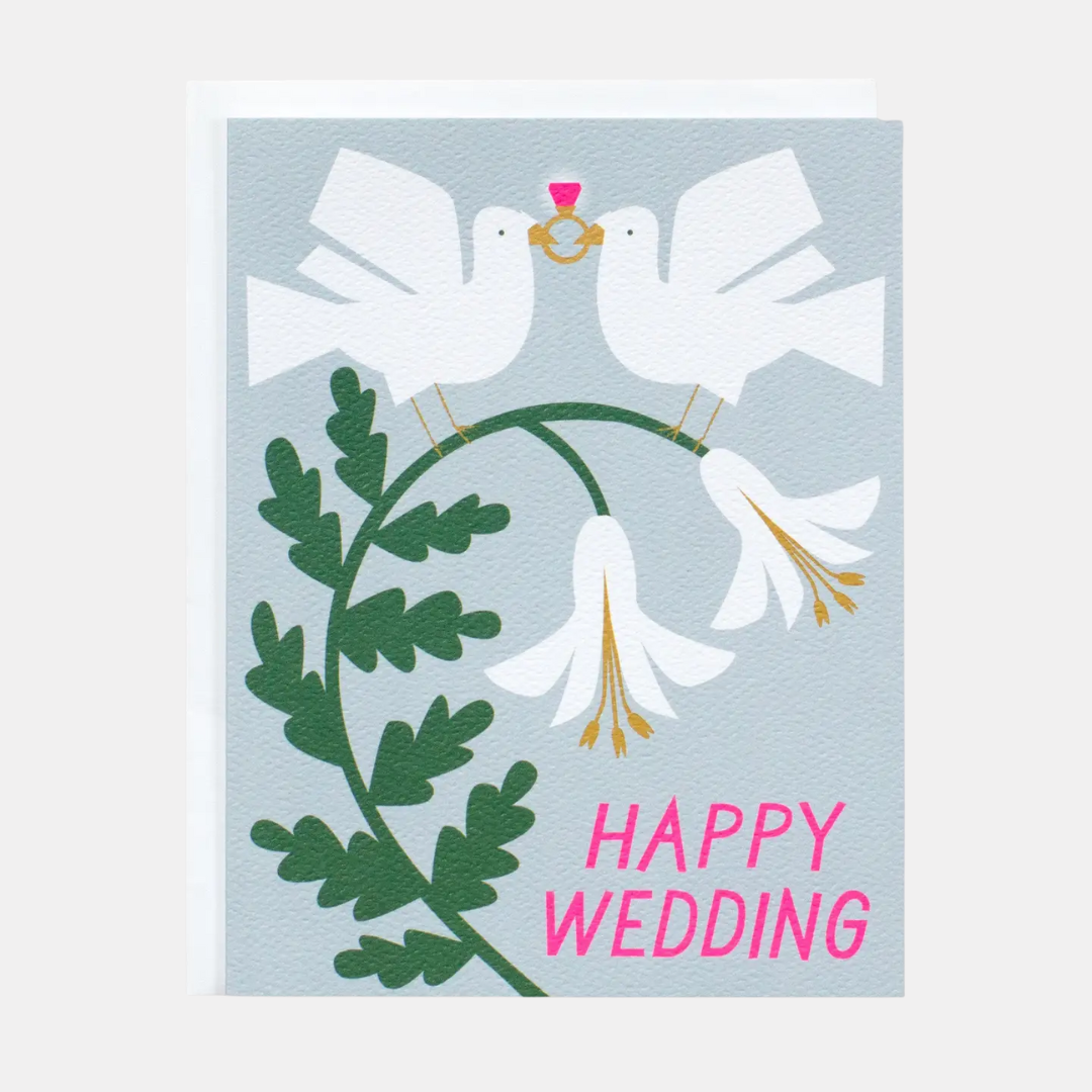 Doves Happy Wedding Card