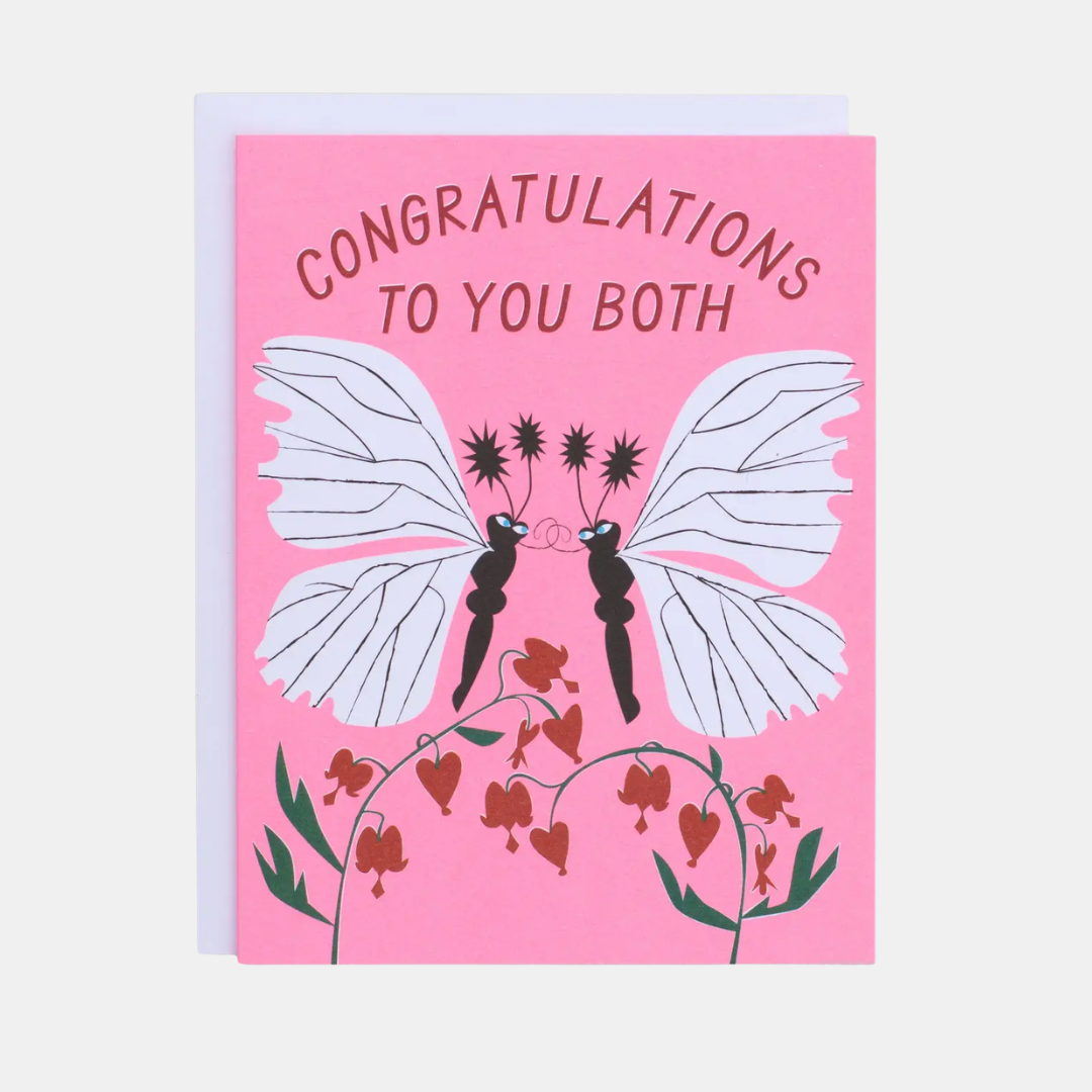 Moths Kissing Congratulations Card