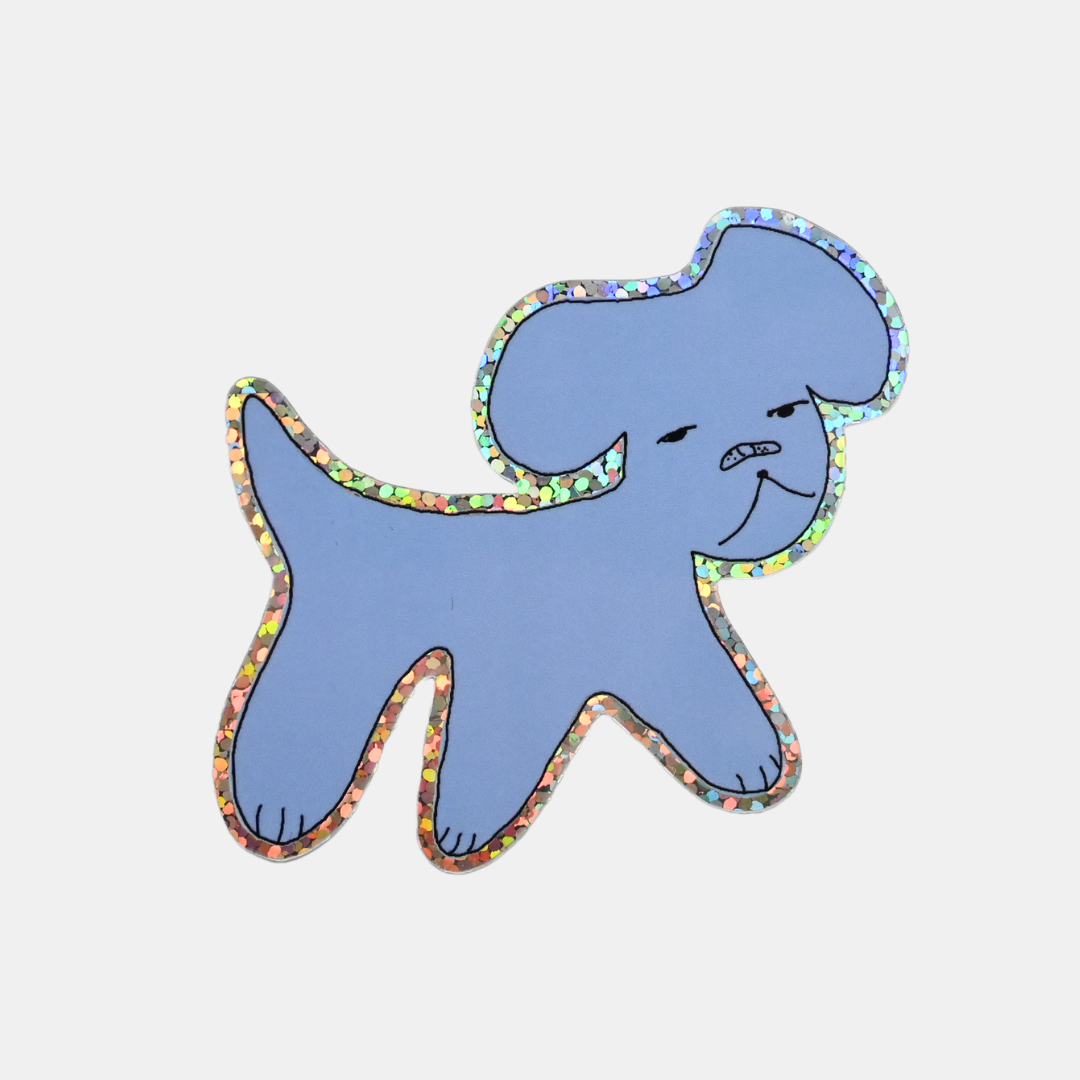 Blue Bandaid Dog Sticker