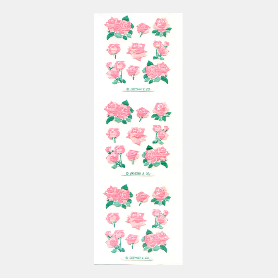 Pink Roses Washi Sticker Sheet