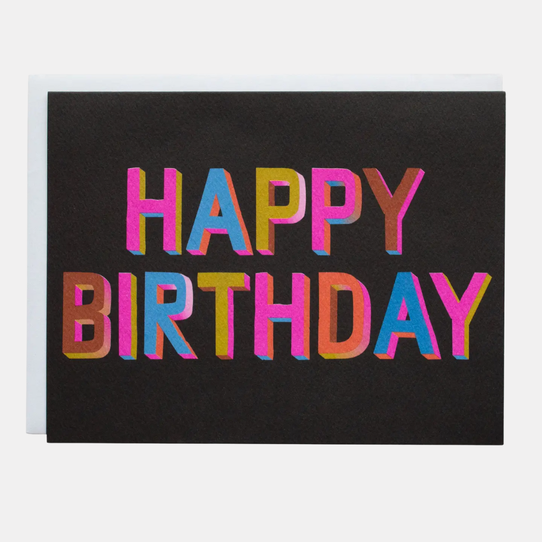 Colourful 3D Happy Birthday Card