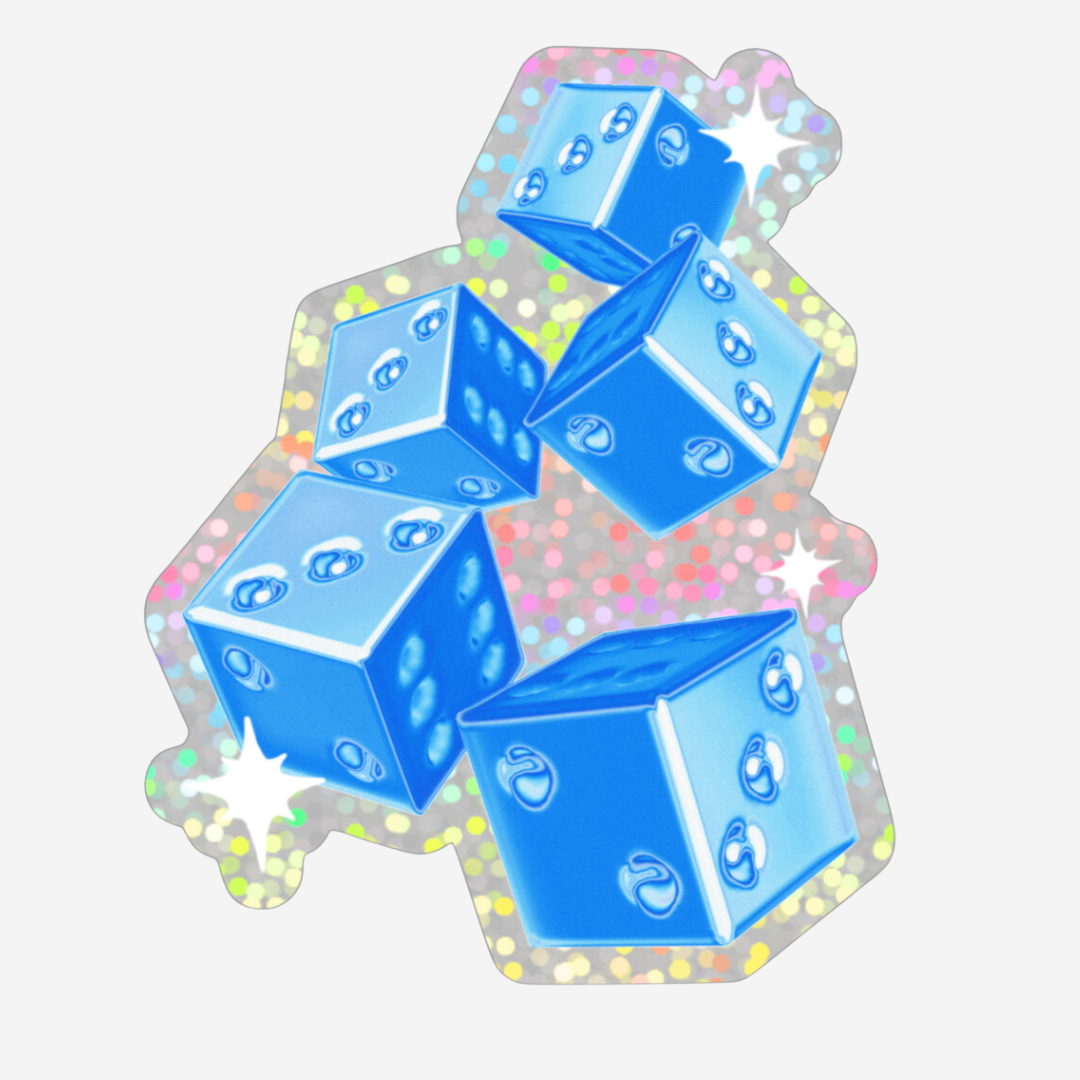 Chrome Dice Glitter Sticker