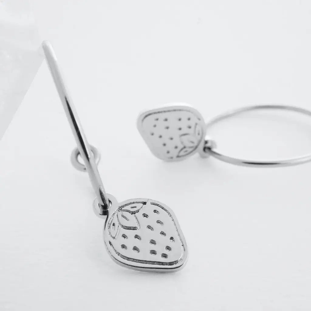 Magic Charm Strawberry Hoops | Silver