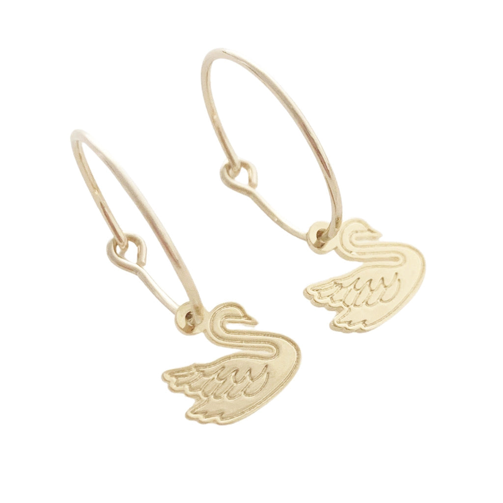 Magic Charm Swan Hoops | Gold