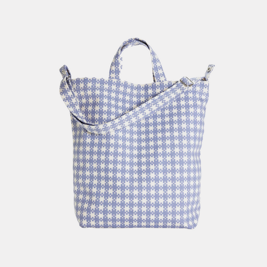 Blue Pixel Gingham Duck Tote
