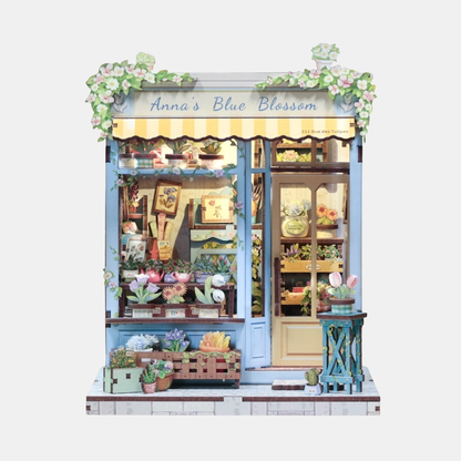 Blue Blossom Flower Shop Book Nook DIY Miniature Kit