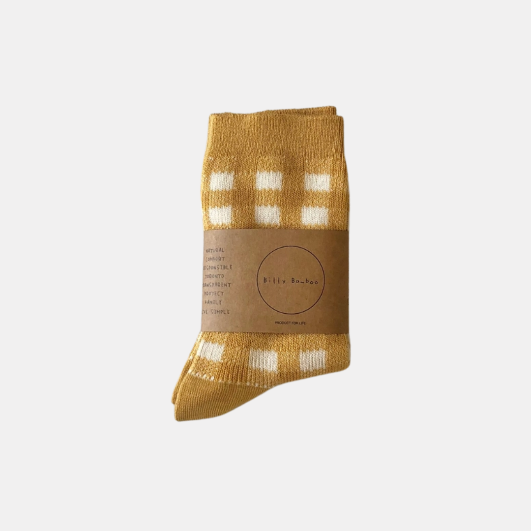 Yellow Gingham Socks