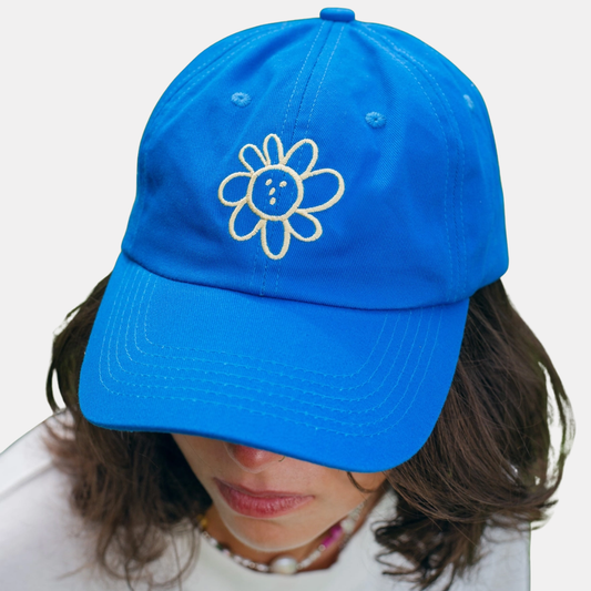 Blue Silly Flower Cap