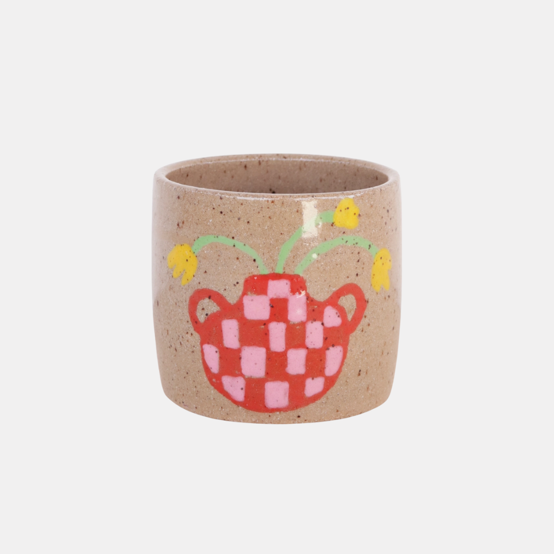 Checkered Vase Small Ceramic Plant Pot