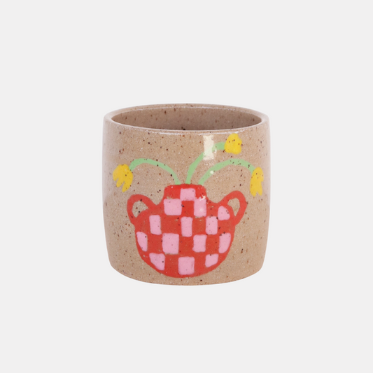 Checkered Vase Small Ceramic Plant Pot