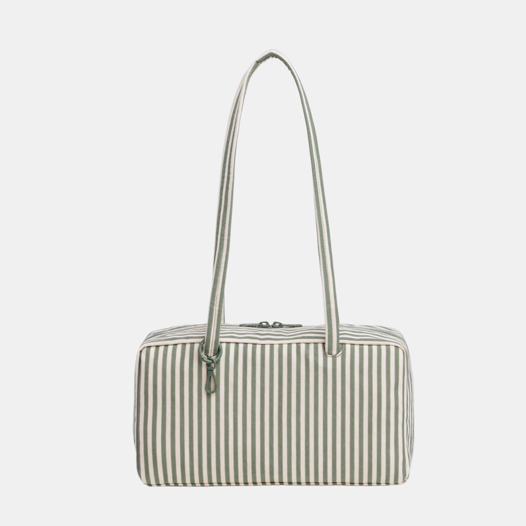 Sage Stripe Small Nylon Bowler Bag