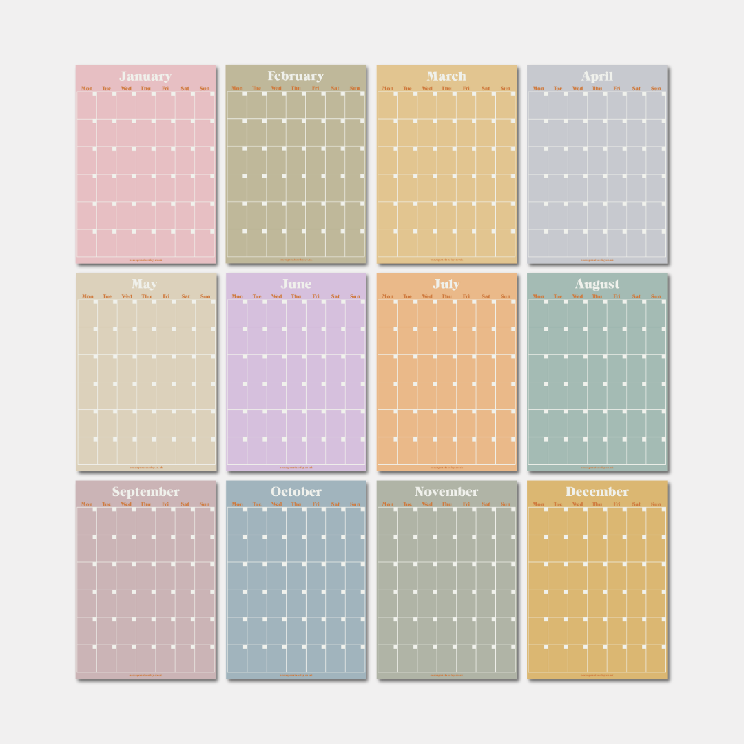 Pastel Monthly Wall Planner