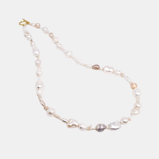 Gold Mixed Pearls Necklace