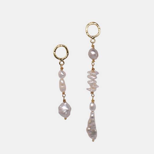 Gold Asymmetrical Pearl Earrings
