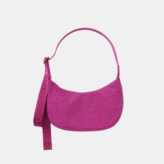 Deep Fuchsia Small Nylon Crescent Bag