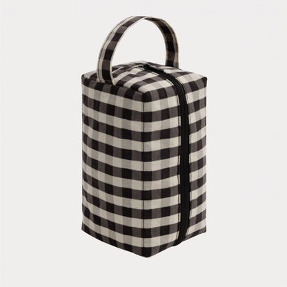 Black and Cream Gingham Dopp Kit