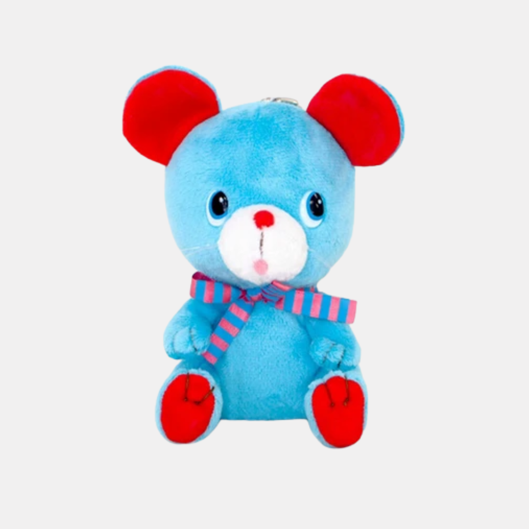 Menie & Quiche Blue Mouse Plush Keychain