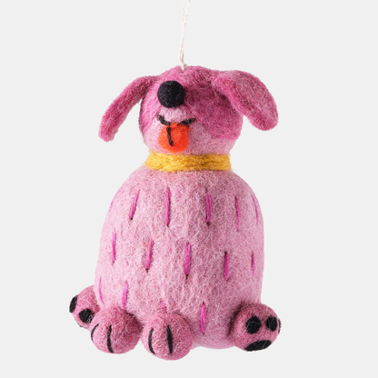 Tina the Pink Dog Hanging Felt Ornament
