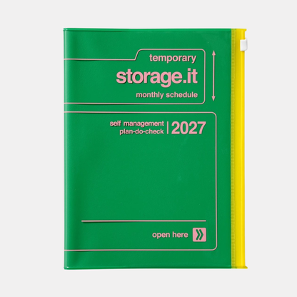 Green A5 Storage.It 2027 Monthly Schedule