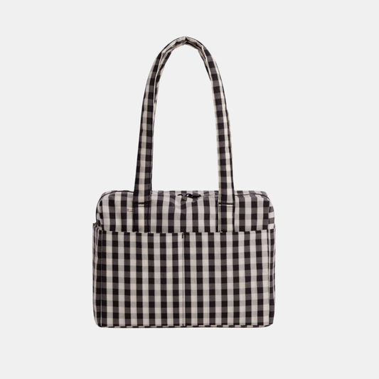 Black and Cream Gingham Everyday Cloud Bag