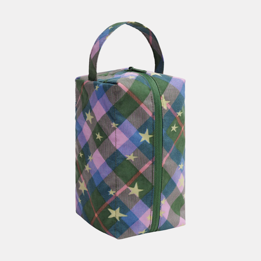 Green Star Plaid Dopp Kit