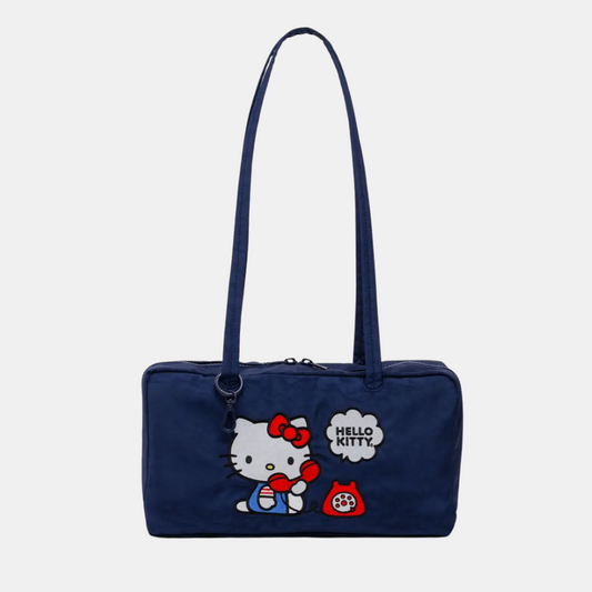 Embroidered Hello Kitty Phone Small Nylon Bowler Bag