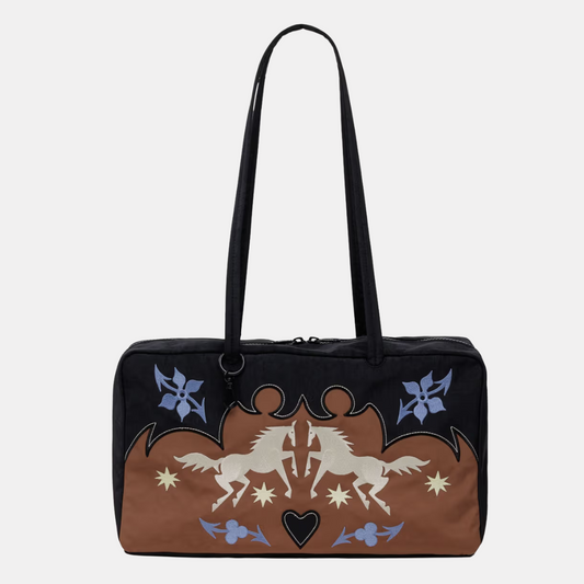 Western Applique Medium Nylon Bowler Bag