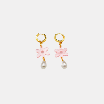 Daisy Pearl Drop Earrings