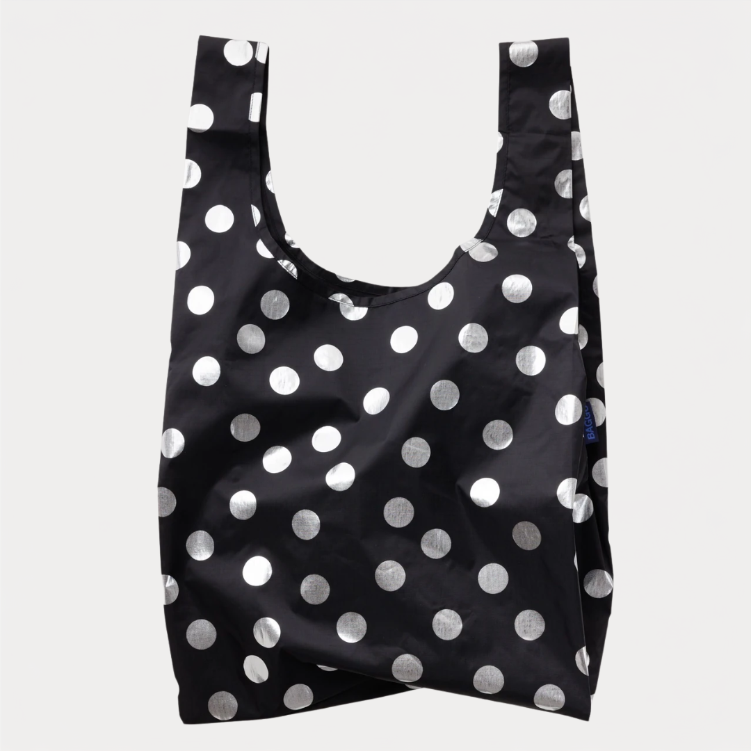 Silver Metallic Polka Dot Standard Baggu