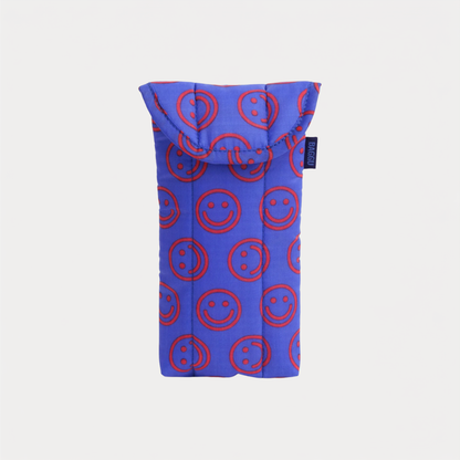 Mini Cobalt Happy Puffy Glasses Sleeve