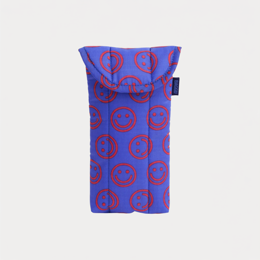 Mini Cobalt Happy Puffy Glasses Sleeve