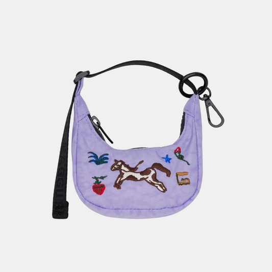 Embroidered Pony Crescent Bag Charm