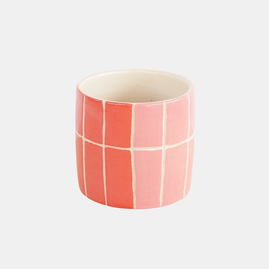 Pink + Red Tile Small Ceramic Plant Pot