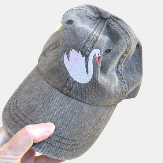 Pink Swan Embroidered Baseball Cap