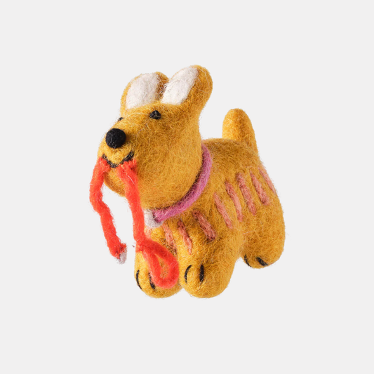 Ginger, Dog with Leash Hanging Felt Ornament