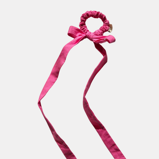 Rose Pink Long Bow Scrunchie