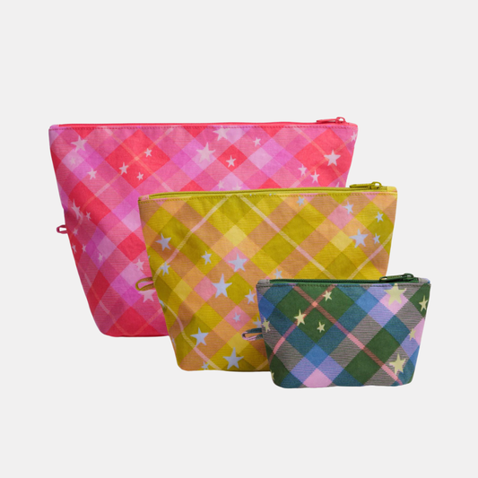 Star Plaid Go Pouch Set