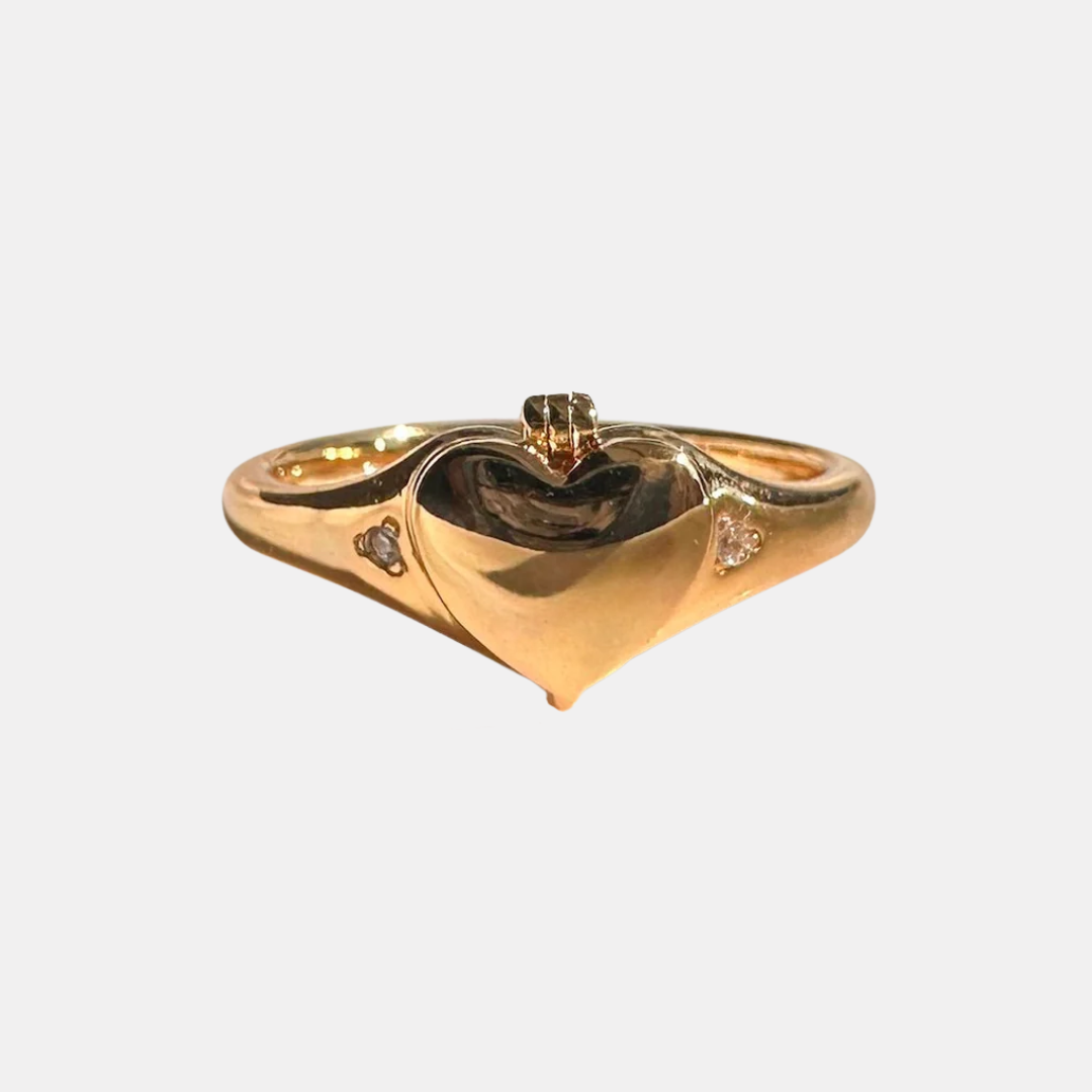 Gold Heart Locket Ring