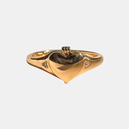 Gold Heart Locket Ring