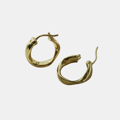 Gold Sculpted Twist Hoops