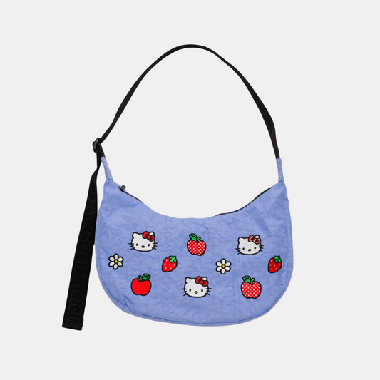 Embroidered Hello Kitty Medium Nylon Crescent Bag
