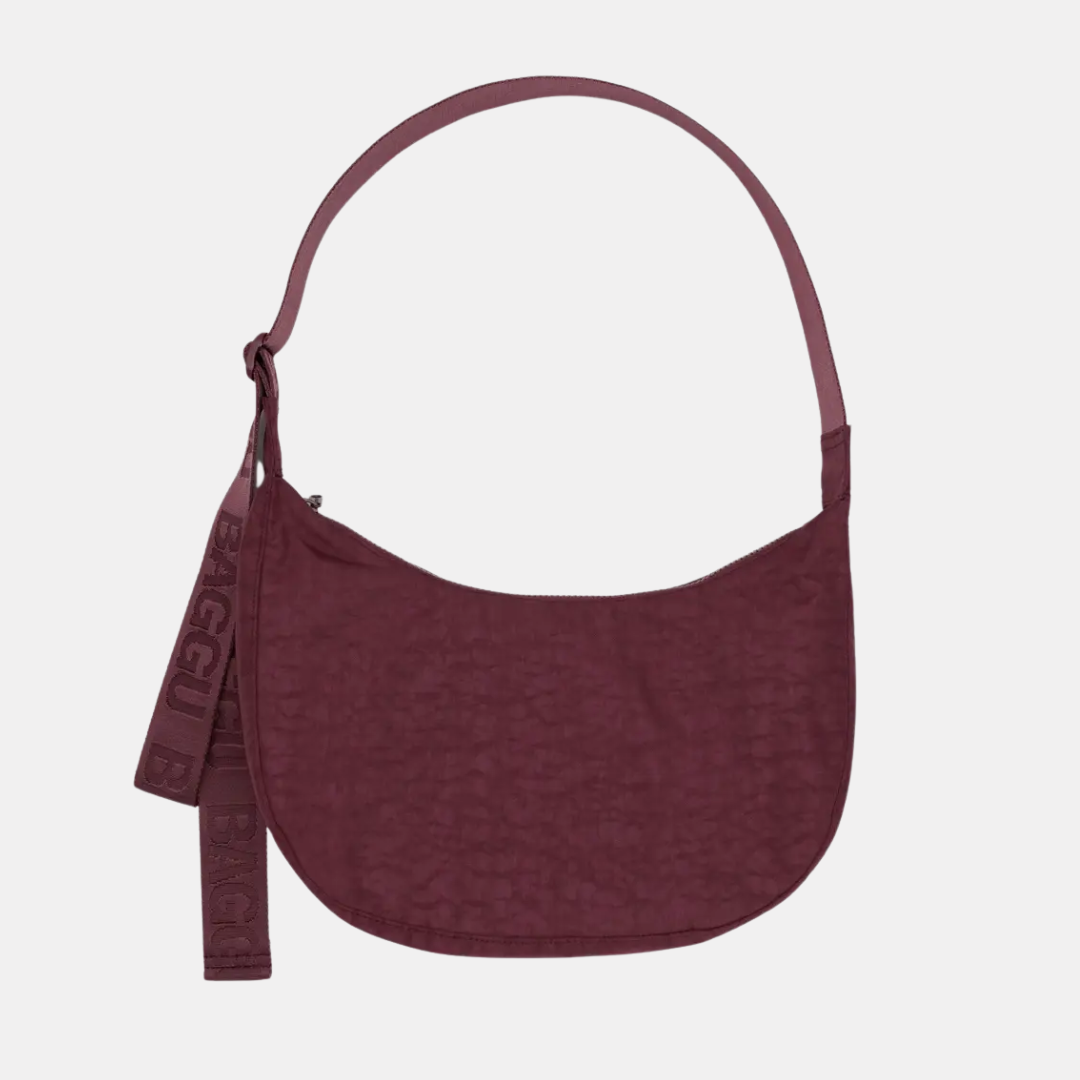 Mahogany Medium Nylon Crescent Bag