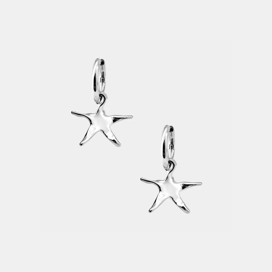 Silver Estelle Star Hoop Earrings