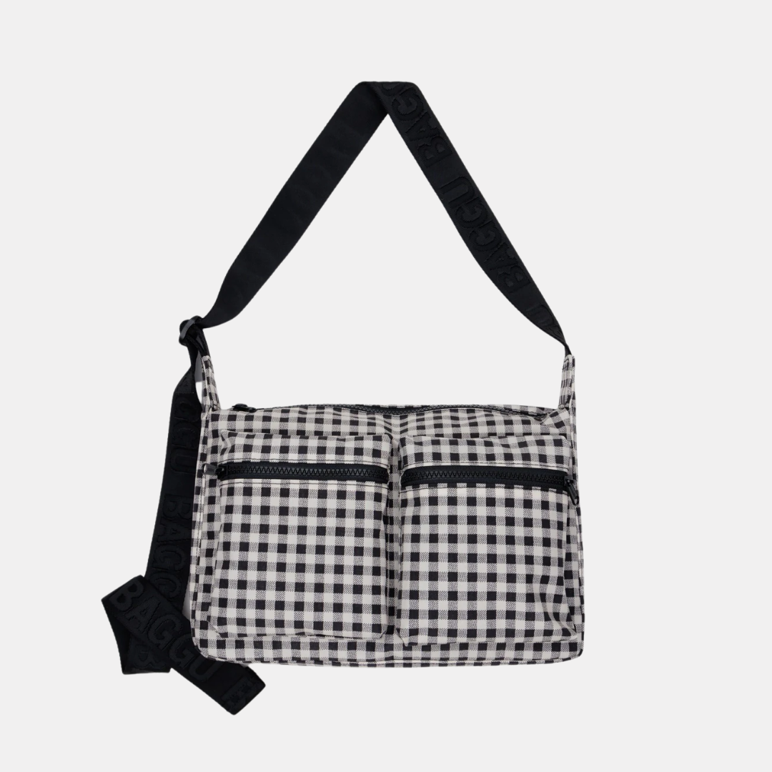 Black + White Gingham Medium Cargo Crossbody Bag