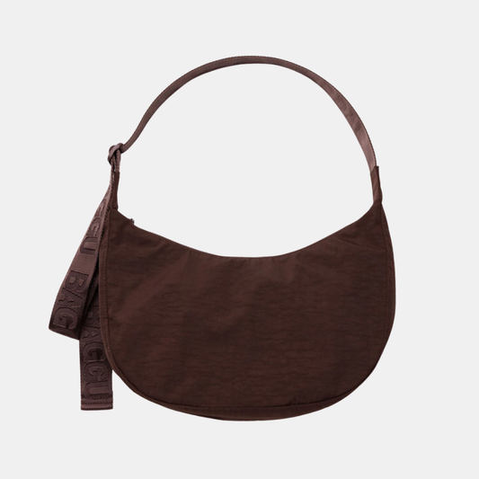 Coffee Medium Nylon Crescent Bag