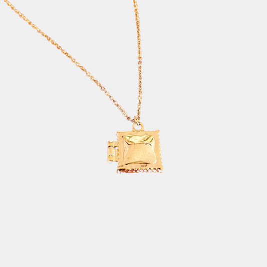 Gold Ravioli Locket Necklace