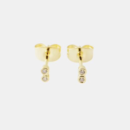 Gold Double Crystal Studs